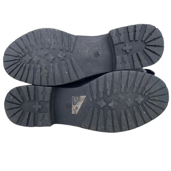 Robert Wayne Black Pleather Cap Toe Fold Top Combat Ankle Boot Womens 8.5 Casual - Picture 10 of 11